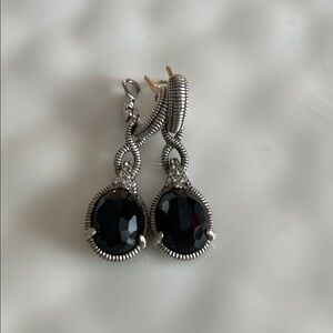 Judith Ripka Silver and Black Ornate Earrings